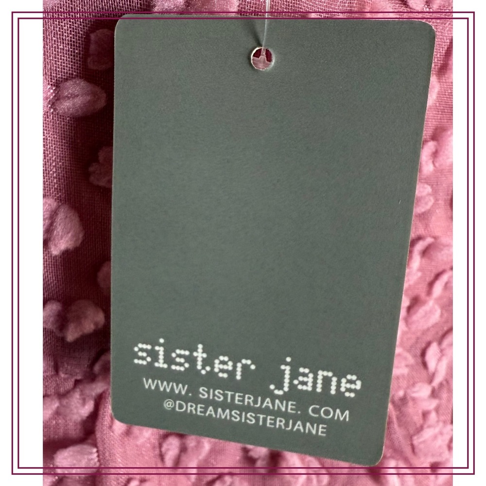 Sister Jane Bando Women's XS Pink Textured Midi Dress Tiered Sleeveless - Picture 11 of 14